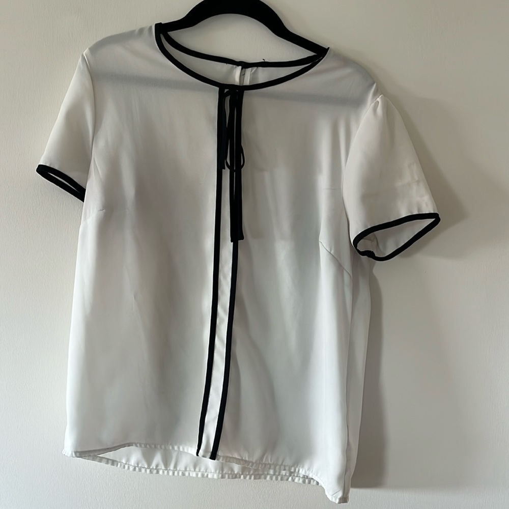 White Blouse With Black Piping